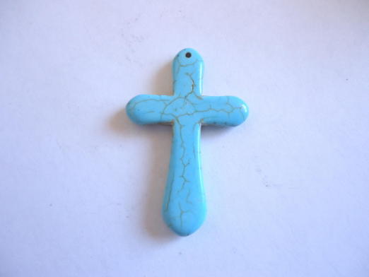 (image for) Cross pendant stone bead - Turquoise (1pc)#cp-smallT